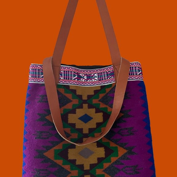 Artisanal Handbag / loom woven/ leather tote bag/ Eco-Friendly - Picture 9 of 9